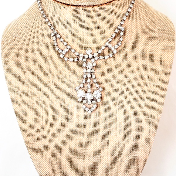 GORGEOUS Vintage Rhinestone Necklace-Fancy-Bridal - Picture 5 of 6